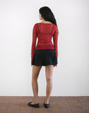 image of Natasha Tie Front Top in Mari Lace Red