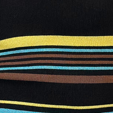 Natcha Vest Top in Black with Brown and Blue Stripes