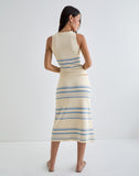 Image of Amalia Midi Skirt in Cream with Blue and Grey Stripes