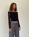 Image of Nauri Long Sleeve Bardot Top in Mesh Black