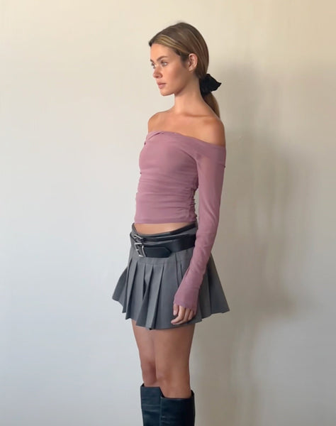 Image of Nauri Long Sleeve Bardot Top in Wisteria Purple