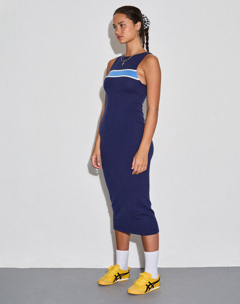 Image of Navala Midi Dress in Dark Navy