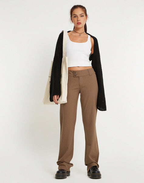 Image of Navida Trouser in Pinstripe Brown