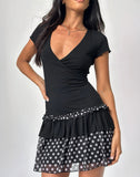 Image of Navya Wrap Mini Dress in Basic Polka Black