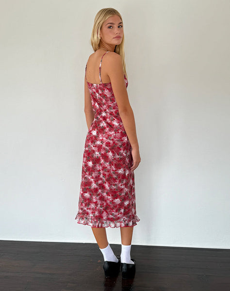 Image of Nawari Midi Dress in Printed Lace Cherry