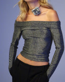 Image of Naysila Bardot Top in Black Shimmer