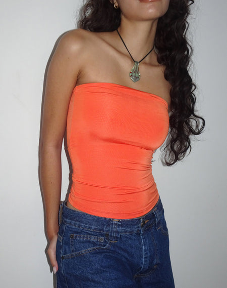 Cove Bandeau Top in Crinkle Orange