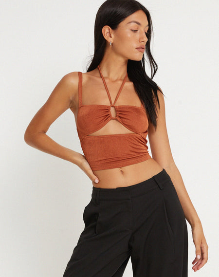 Sambu Crop Top in Mesh Burgundy