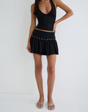 Image of Nefety Studded Skirt in Jersey Black