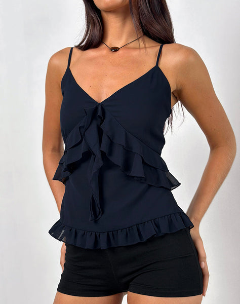 Image of Nehla Cami Top in Chiffon Blue Graphite