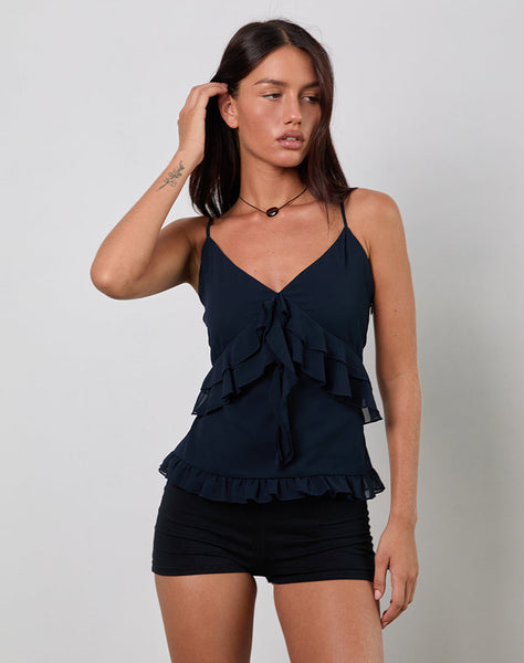 Image of Nehla Cami Top in Chiffon Blue Graphite