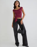 Image of Neida Drape Top in Cupro Burgundy