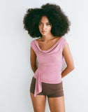 Image of Neida Drape Top in Cupro Pink