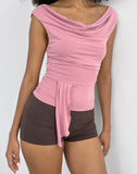 Image of Neida Drape Top in Cupro Pink