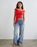 Image of Neida Drape Top in Cupro Red