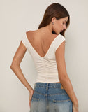Image of Neida Drape Top in Cupro Cream