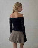 Image of Neira Long Sleeve Bardot Top in Textured Knit Black