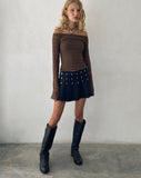 Image of Neira Long Sleeve Bardot Top in Textured Knit Mocha