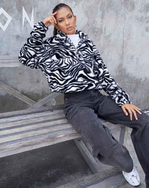 Image of Nero Ring Pull Jacket in Zebra Black and White