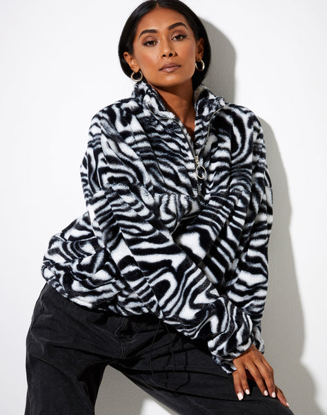 Image of Nero Ring Pull Jacket in Zebra Black and White