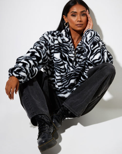 Image of Nero Ring Pull Jacket in Zebra Black and White