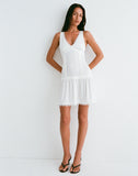 Image of Nesha Ruffle Satin Mini Dress in White