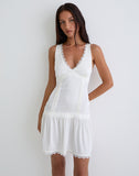 Image of Nesha Ruffle Satin Mini Dress in White