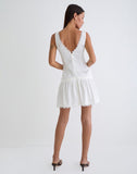 Image of Nesha Ruffle Satin Mini Dress in White