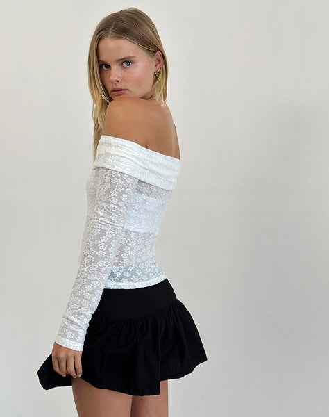 Image of Nesta Bardot Top in Burnout Mesh Ivory