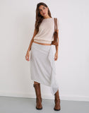 Image of Neza Midi Skirt in White Basic Polka Black
