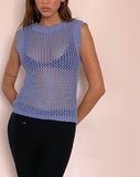 Image of Nibura Open Back Vest Top in Blue Knit