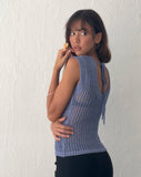 Image of Nibura Open Back Vest Top in Blue Knit