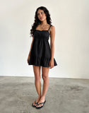 Image of Nigta Tie Front Mini Dress in Poplin Black