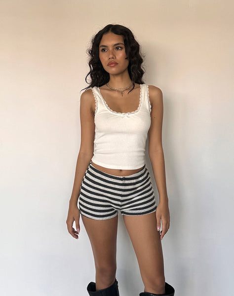 Image of Nikaya Shorts in Stripe Knit Black and White