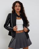 Image of Nila Zip Up Biker Jacket in Black Nylon