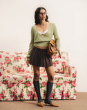 Image of Nilza Wrap Top in Knit Sage Green