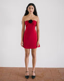 Image of Ninivala Dress in Red with Black Rosette