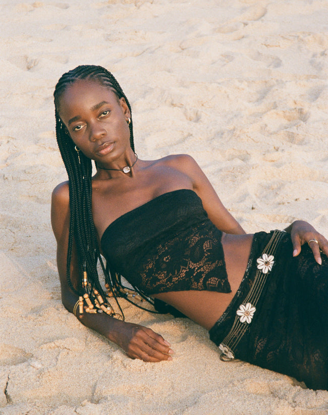 image of Nirva Bandana Top in Jet Black Lace