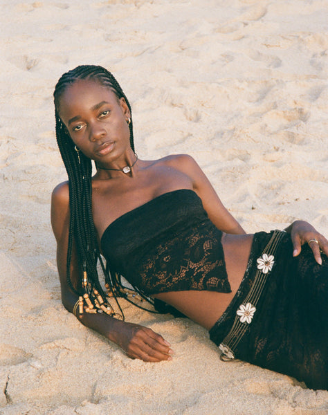 image of Nirva Bandana Top in Jet Black Lace