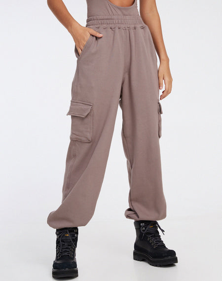 Benton Wide Leg Jogger in Beluga Grey