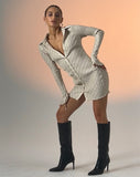 image of Nitara Button Up Mini Dress in Crinkle Beige