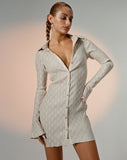 image of Nitara Button Up Mini Dress in Crinkle Beige