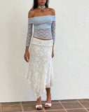 Image of Nixie Long Sleeve Bardot Top in Lace Light Blue