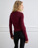 Image of Niyah Long Sleeve Cardigan in Burgundy