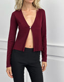 Image of Niyah Long Sleeve Cardigan in Burgundy