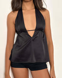 Image of Nobara Longline Halterneck Top in Black