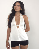Image of Nobara Longline Halterneck Top in Jacquard Ivory