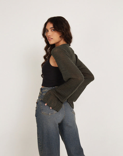 image of Nobila Shrug Top in Khaki