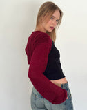 Image of Nobila Knitted Shrug Top in Burgundy