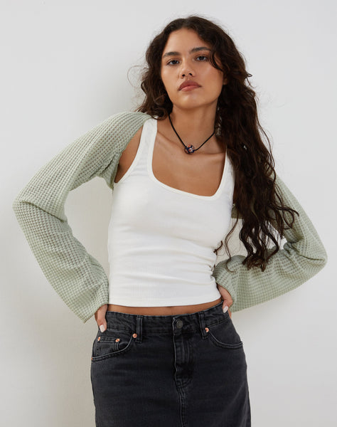 Image of Nobila Shrug Top in Sage Textured Crochet